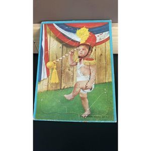 Vintage Built Rite STA-N-PLACE Cardboard Tray Puzzle Marching Baby